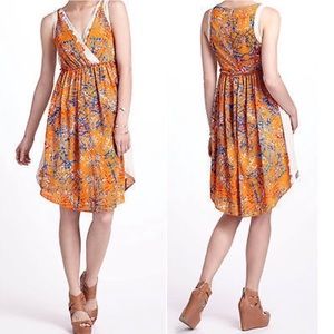 Tabitha | V Neck Flowy Orange Dress Size 2